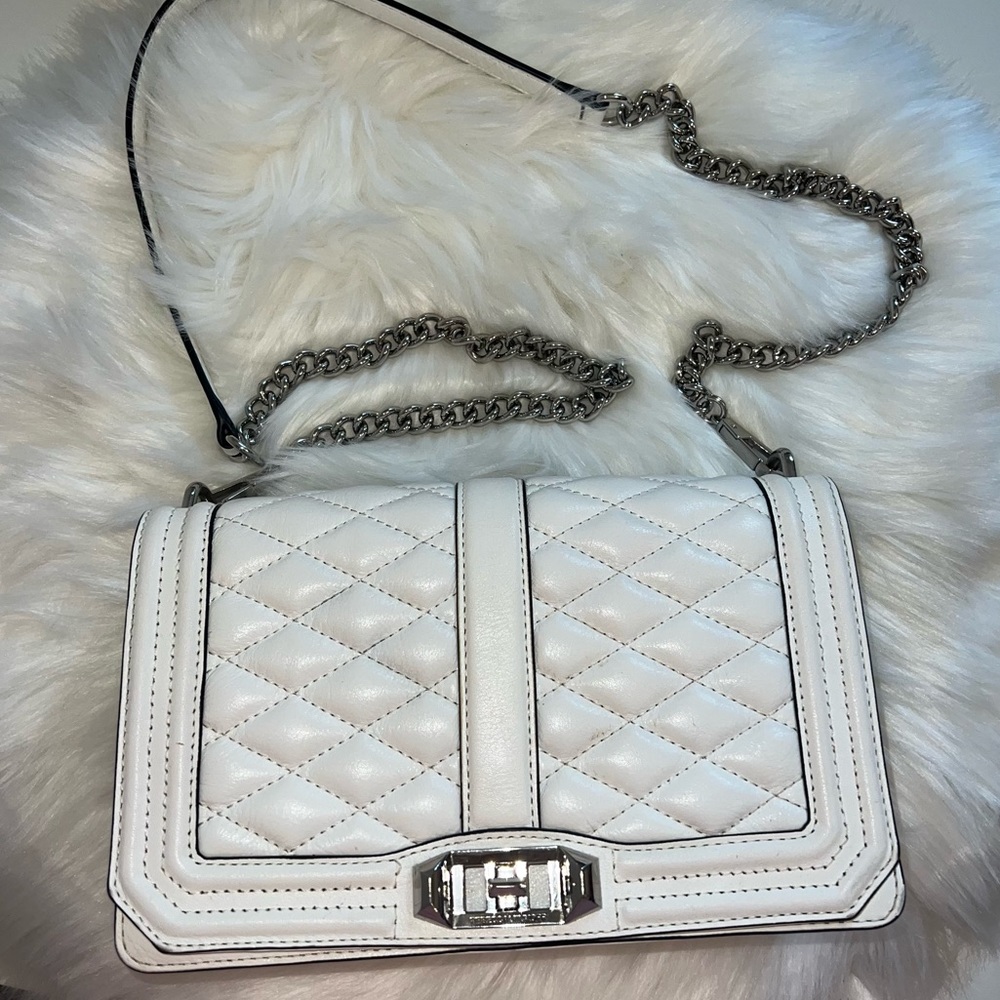 Rebecca Minkoff White Leather Quilted Love Crossbody